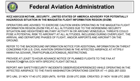 ABD’den Venezuela hava sahası ile ilgili uçuş uyarısı: "Dikkatli olun, potansiyel risk oluşturabilir"