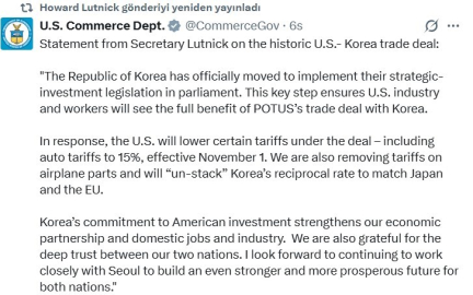 ABD’den Güney Kore’ye vergi indirimi