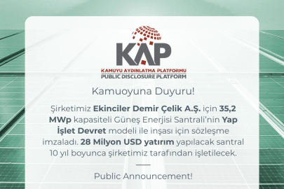 YEO, Ekinciler Demir Çelik için 35,2 MWp GES Projesi Kuracak