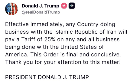 Trump’tan İran ile iş yapan ülkelere yaptırım kararı: "Yüzde 25 gümrük vergisi uygulanacak"