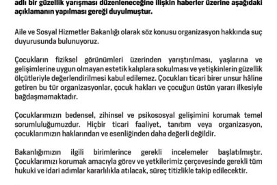 Bakanlıktan çocuk güzellik yarışmasına suç duyurusu!